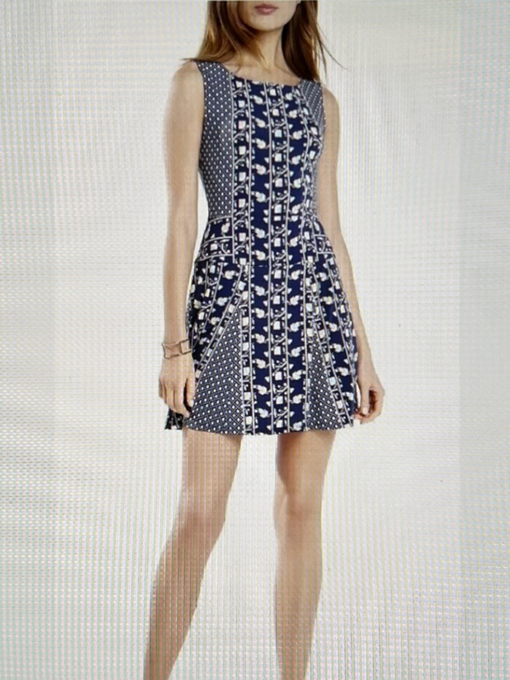 BCBG MaxAzria Cory Floral Print Dress Blue Size M Excellent
